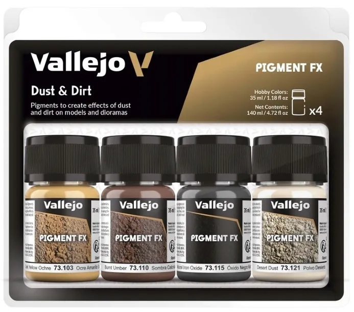 Vallejo 73190 Zestaw Pigmentów - Pigment Set - Dust & Dirt (4 x 35 ml)