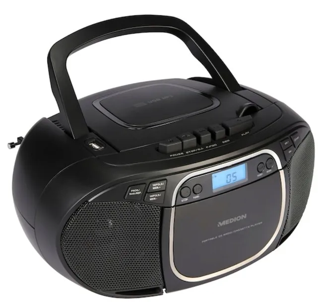 BOOMBOX RADIO FM STEREO MD44176 CD-MP3 USB KASETA AUX MAGNETOFON