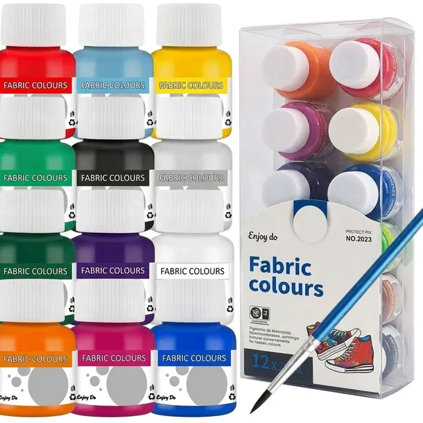 Farby do tkanin ubrań materiału do malowania koszulek z pędzlem 12 x 25ml