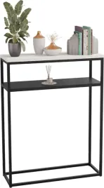 nowoczesna-konsola-podwojna-przedpokoj-loft-60x20x80-czarna-blat-bialy-mat