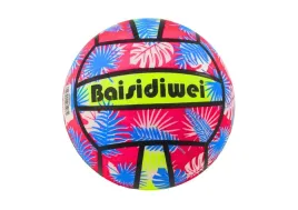 pilka-gumowa-jaskrawa-liscie-rozowo-niebieska-24-cm