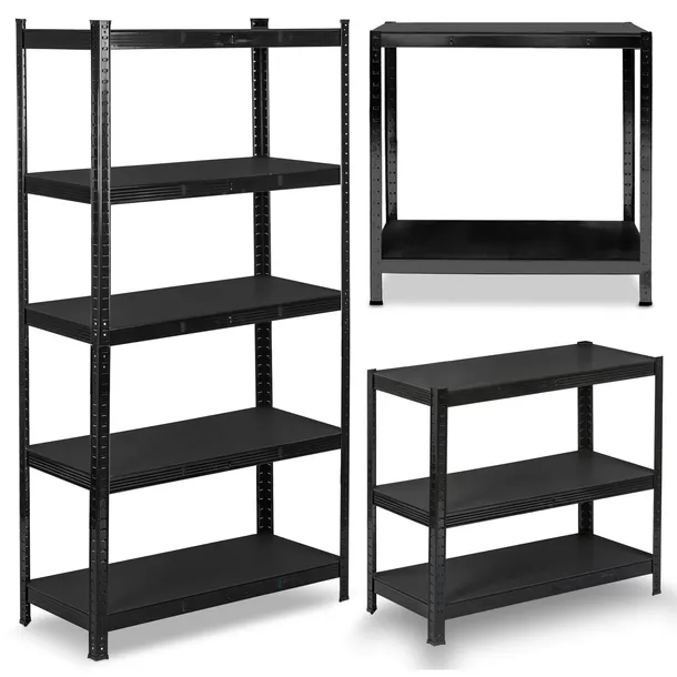 REGAŁ METALOWY MAGAZYNOWY CZARNY 180x90x40cm 5 półek 875kg 2w1 LOFT