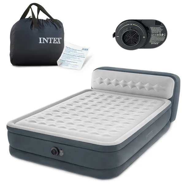 MATERAC DMUCHANY WELUROWY DO SPANIA DWUOSOBOWY z POMPKĄ 236x152 INTEX 64448