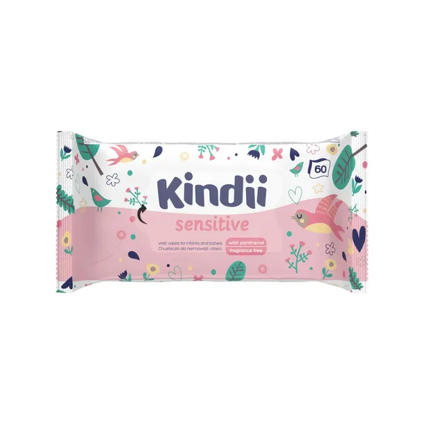 KINDII DELIKATNE CHUSTECZKI NAWILŻANE DLA DZIECI SENSITIVE 60 SZT.