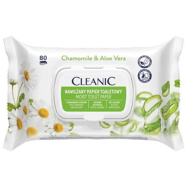 Cleanic nawilżany papier toaletowy rumianek 80szt.
