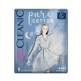 cleanic-pure-cotton-night-sanitary-pads-podpaski-higieniczne-8-pcs