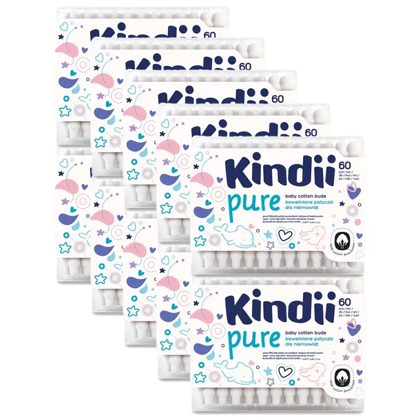 10 x Cleanic PATYCZKI DLA NIEMOWLĄT KINDII PURE Bawełniane 60 sztuk