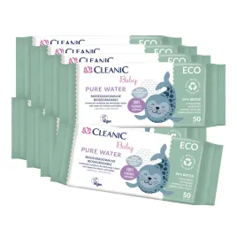 8-x-cleanic-baby-eco-pure-water-chusteczki-nawilzane-50-sztuk
