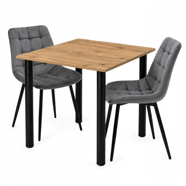 STÓŁ Z KRZESŁAMI LOFT do kuchni jadalni 65x65 CRAFT ZŁOTY 2 krzesła zestaw