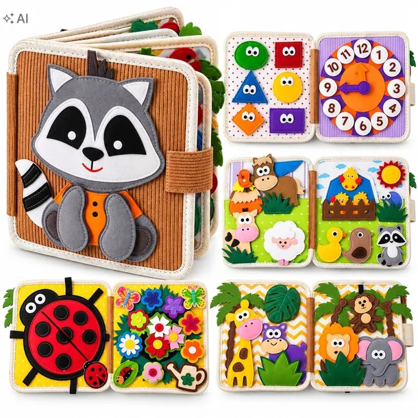 TABLICA MANIPULACYJNA SZOP SENSORYCZNA FILCOWA 3D EDUKACYJNA MONTESSORI