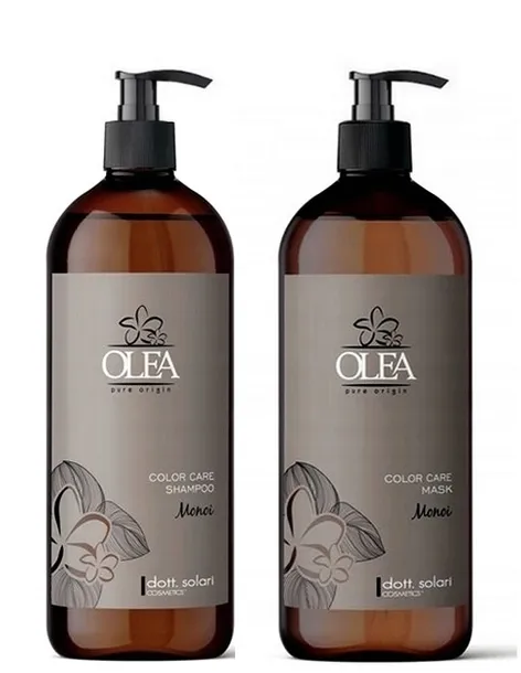 OLEA COLOR CARE MONOI Szampon Maska do włosów farbowanych 2x1000ml + pompki