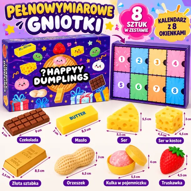 Kalendarz Gniotków Squishy – 8 Pełnowymiarowych Gniotków Niespodzianek