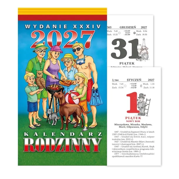 Kalendarz Rodzinny 2027 Zdzierak Bloczkowy Telegraph 736 Stron 76 x 135 mm