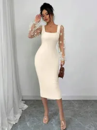 shein-bezowa-midi-sukienka-zdobione-rekawy-s06-m