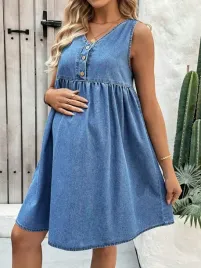 shein-niebieska-ciazowa-sukienka-guziki-s