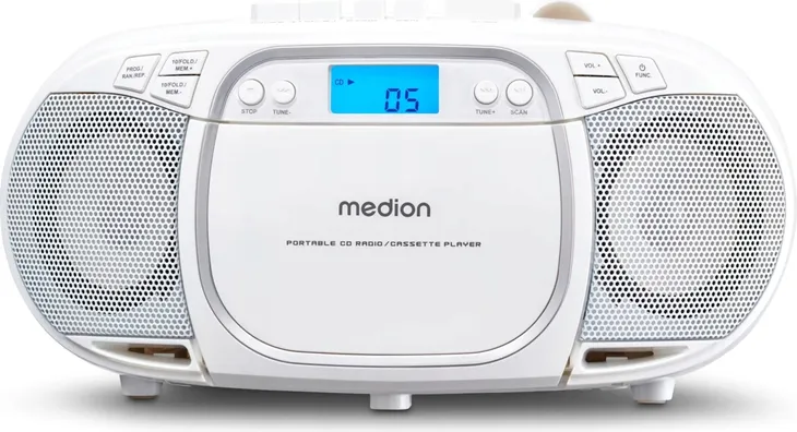 Medion MD44176 RADIO BOOMBOX STEREO CD MP3 USB KASETA AUX 30 stacji 2x 22W