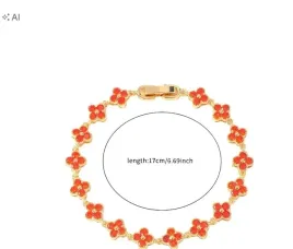 shein-zlota-bransoletka-pomaranczowe-kwiatki-s07