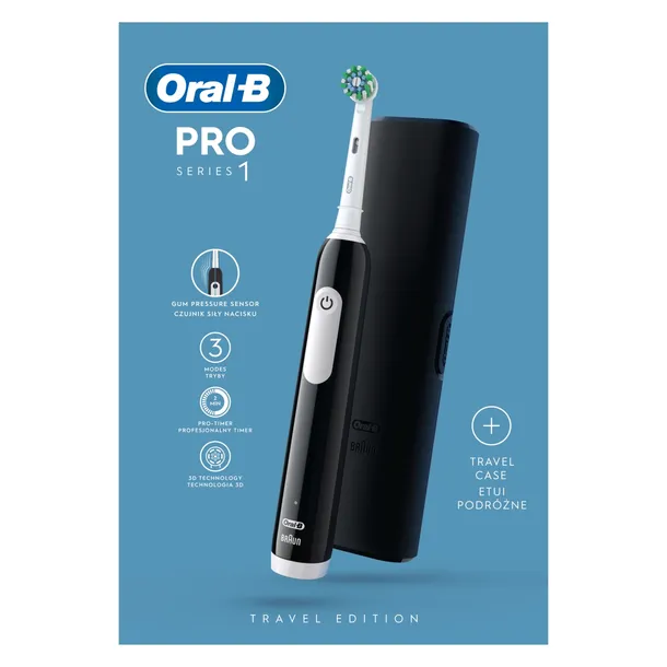 Szczoteczka elektryczna Oral-B PRO 1 Black Cross Action+ETUI Czarna