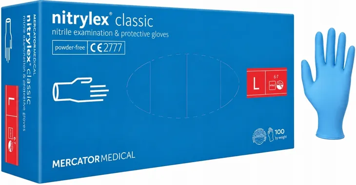 RĘKAWICE rękawiczki NITRYLOWE BEZPUDROWE blue L 100 szt. MERCATOR MEDICAL