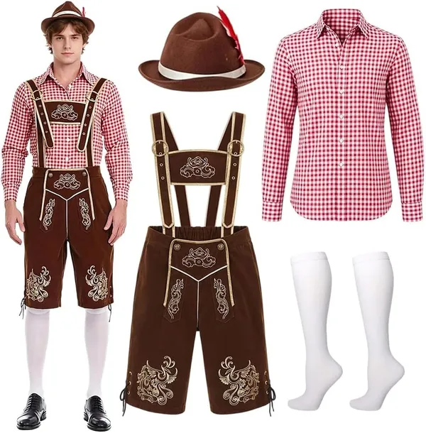 KOSTIUM OKTOBERFEST MĘSKI BAWARSKI KOSZULA SPODNIE KAPELUSZ SKARPETY XL