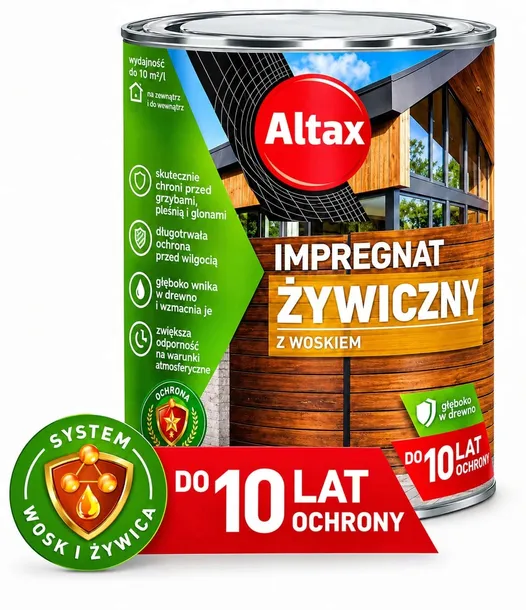 ALTAX IMPREGNAT ŻYWICZNY Z WOSKIEM DO DREWNA 4,5L SZARY WYSOKA OCHRONA
