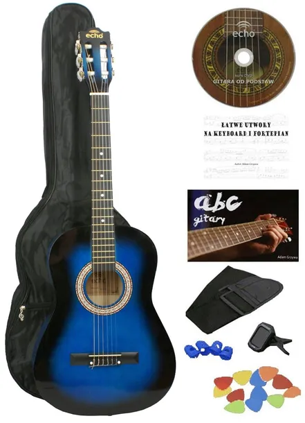 GITARA KLASYCZNA 3/4 ZESTAW DLA POCZĄTKUJĄCYCH Z PRZEGLĄDEM LUTNICZYM