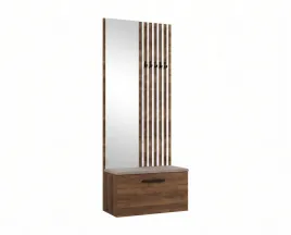 garderoba-z-lustrem-80-cm-orzech-lamele-biale-siedzisko-bez-margaret-ii