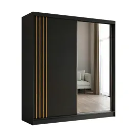 szafa-dwudrzwiowa-z-lustrem-200-cm-czarna-lamele-dab-artisan-nela200