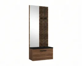 garderoba-z-lustrem-80-cm-orzech-lamele-czarne-siedzisko-czarne-margaret-ii