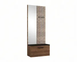 garderoba-z-lustrem-80-cm-orzech-lamele-biale-siedzisko-czarne-margaret-ii