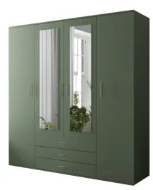 szafa-czterodrzwiowa-z-lustrami-3-szuflady-200-cm-zielona-olaf