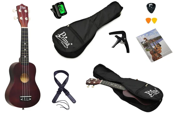 Ukulele sopranowe prima pus-100cf + akcesoria zestaw + gratisy