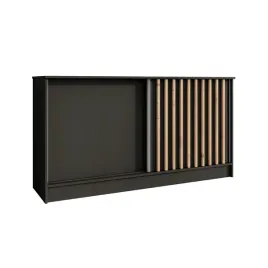 komoda-przesuwna-161-cm-czarna-z-lamelami-dab-artisan-lam