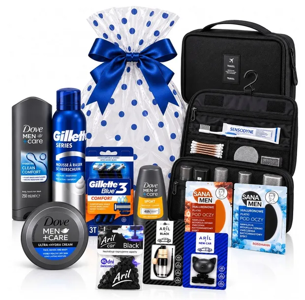 Mega Duży zestaw prezentowy dla mężczyzny Dove Men Gillette z kosmetyczką
