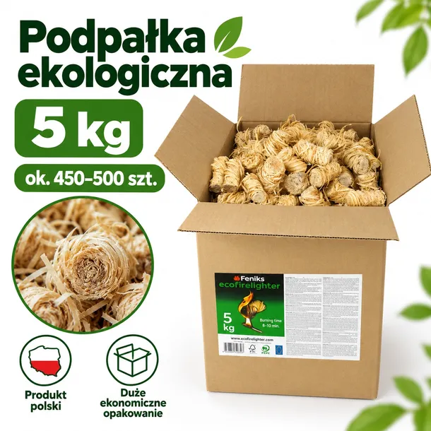 Feniks Ekopodpałka 5 kg (ok. 450-500szt.) Podpałka, Rozpałka drewniana