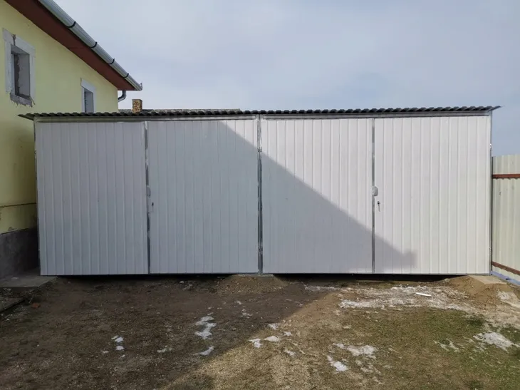 Garaż blaszany 6x5 II gatunek w ocynku dach spad do tyłu budżetowy