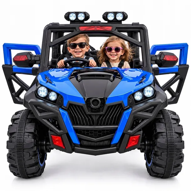 Autko Na Akumulator Dla Dzieci Buggy 2 Osobowe 4x30W Pilot LED Niebieskie