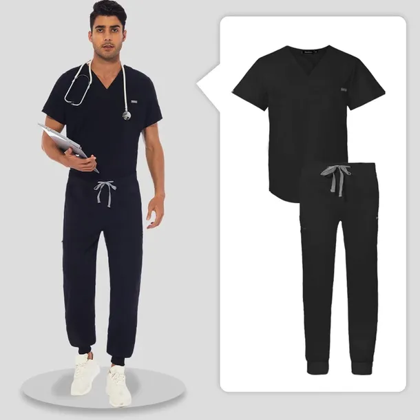 Komplet Medyczny Męski Scrubs - Czarny - Model 42031 M