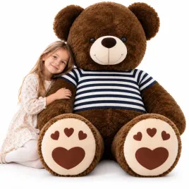 duza-maskotka-pluszak-brazowy-mis-w-koszulce-czarne-paski-140-cm