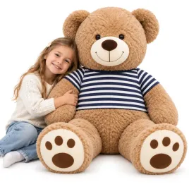 duza-maskotka-pluszak-bezowy-mis-w-koszulce-czarne-paski-100-cm