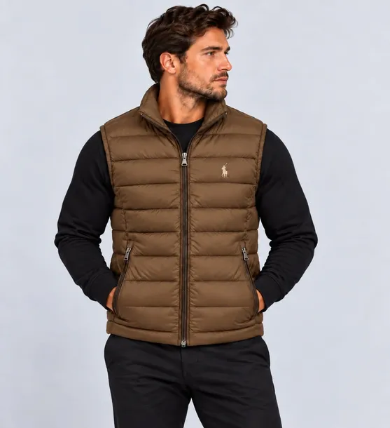 Polo Ralph Lauren Kamizelka - bezrękawnik Męski Brązowy Pikowany 710B20425 Jesień r. L