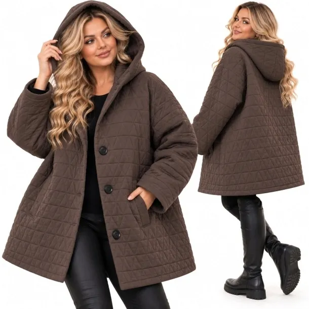 5936 kurtka płaszczyk pikowany z kapturem praktyczny 50 52 5xl 6xl