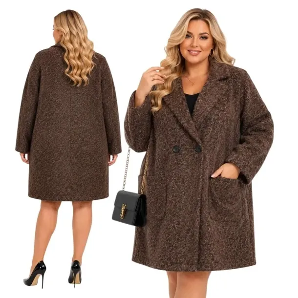 Płaszcz damski PLUS SIZE włoski WISKOZA miękki zapinany 54 56 7XL 8XL 5599