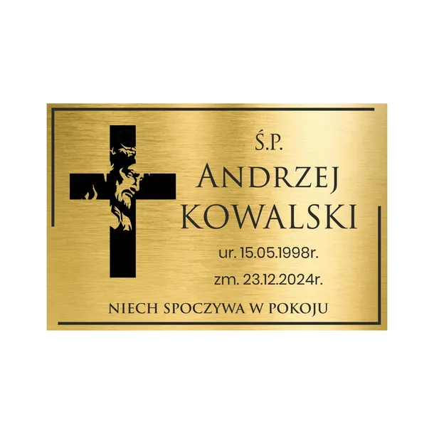 TABLICZKA NAGROBNA NA KRZYŻ GRÓB ODPORNA NA WARUNKI ATMOSFERYCZNE 20x13cm