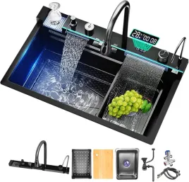inteligentny-zlew-z-wodospadem-wyswietlacz-led-bateria-zmywarka-stal