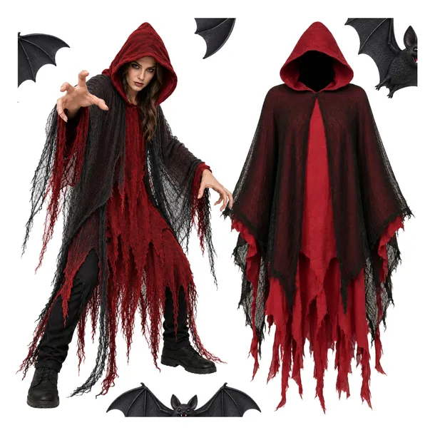 STRÓJ PRZEBRANIE NA HALLOWEEN KOSIARZ ŚMIERĆ ZJAWA DUCH UPIÓR PELERYNA