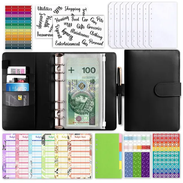 PLANER BUDŻETOWY SEGREGATOR BINDER A6 ORGANIZER OSZCZĘDNIK NOTES CZARNY