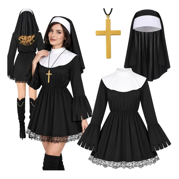 STRÓJ ZAKONNICA PRZEBRANIE SIOSTRA ZAKONNA HABIT KOSTIUM NA HALLOWEEN M