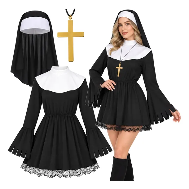 STRÓJ ZAKONNICA PRZEBRANIE SIOSTRA ZAKONNA HABIT KOSTIUM NA HALLOWEEN XL