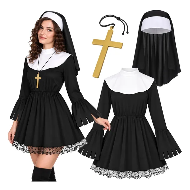 STRÓJ ZAKONNICY PRZEBRANIE SIOSTRY ZAKONNEJ HABIT KOSTIUM NA HALLOWEEN L